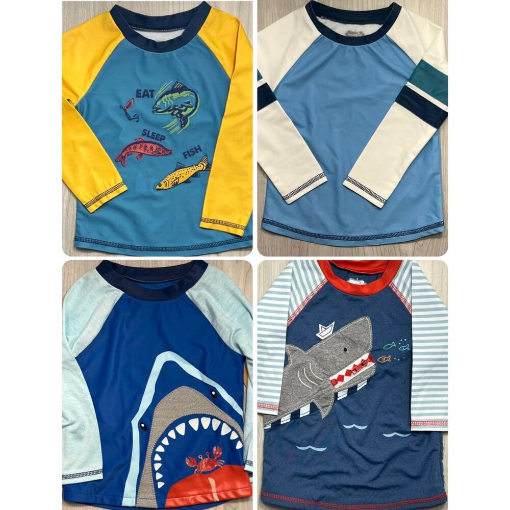 Mud Pie 6m 9m 12m 18m fish shark rash guard swim shirt bathing suit NWT UPF 50+